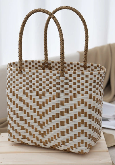 Rustic Plaid Small Woven Tote