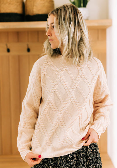 'Sarah' Beige Knit Sweater