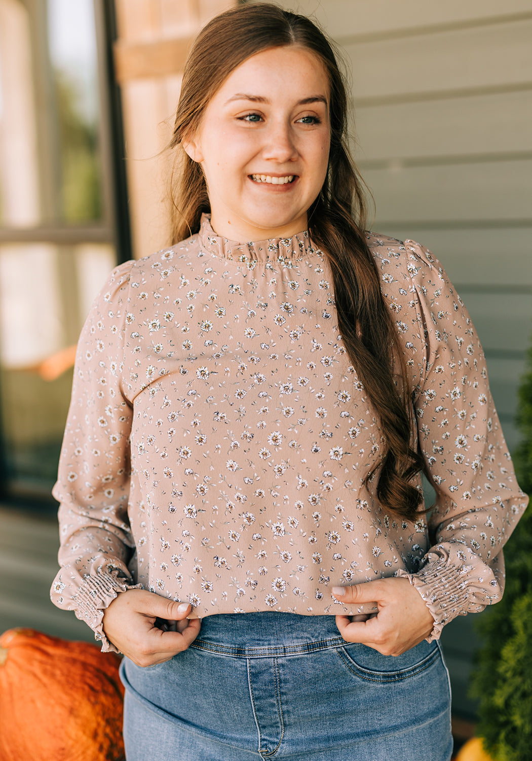 'Sydney' Floral Top with Mock Neck