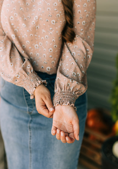 'Sydney' Floral Top with Mock Neck