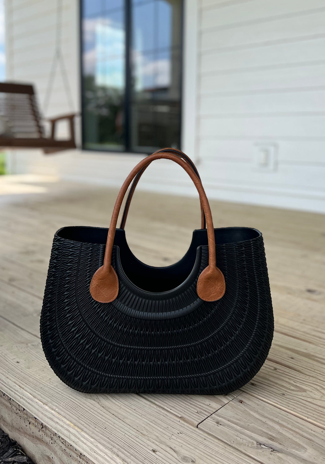 The 'Cally' Black Textured Tote Bag