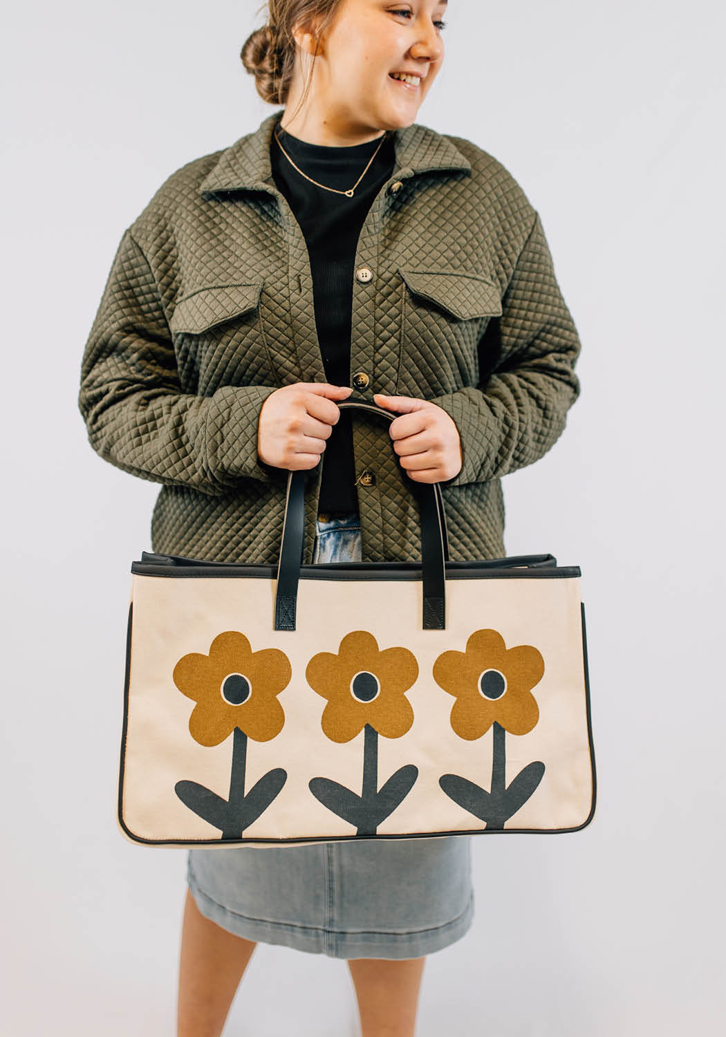 Vintage Flower Canvas Tote