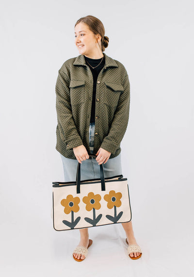 Vintage Flower Canvas Tote