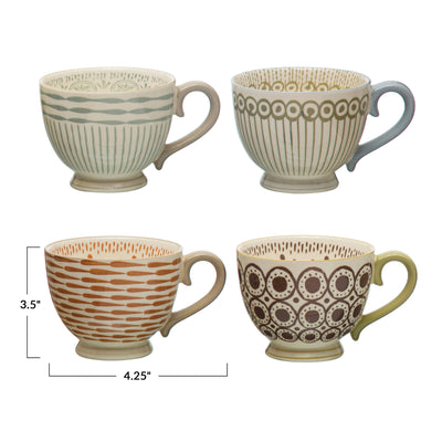 Vintage Stoneware Mug with Pattern