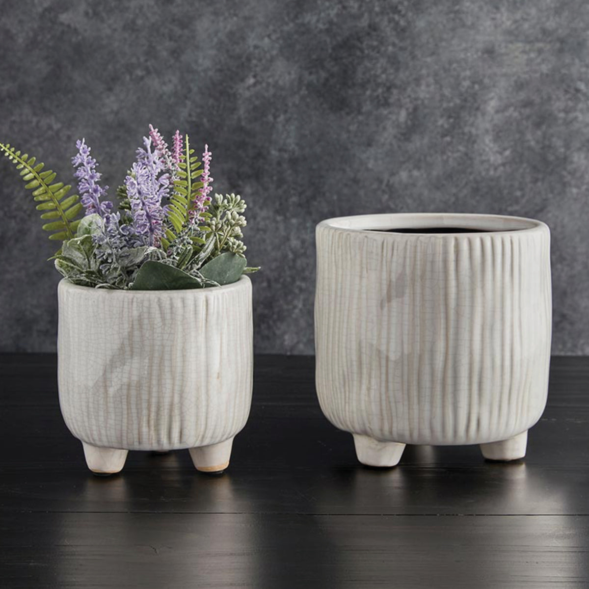 White Ceramic Pot with feet