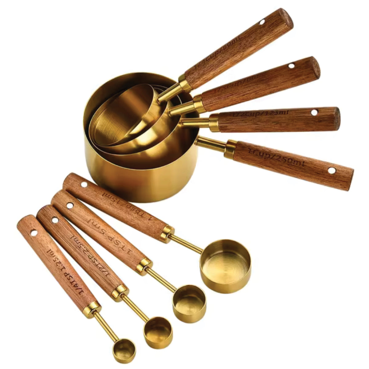 Wooden Handle Gold Measuring Sets