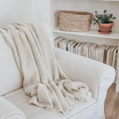 Butter Soft Knit Throw Blanket With Tassels