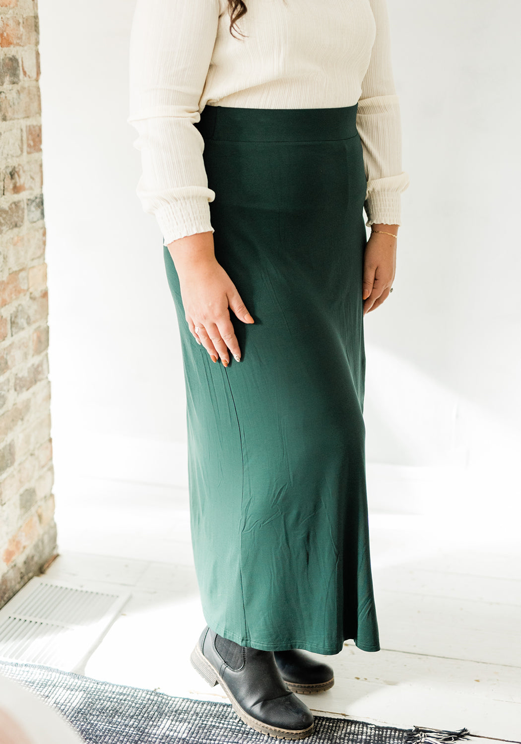 'Camilla' Maxi Skirt in Pine Green | FINAL SALE