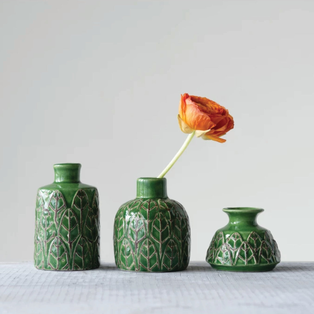 Embossed Stoneware Vases