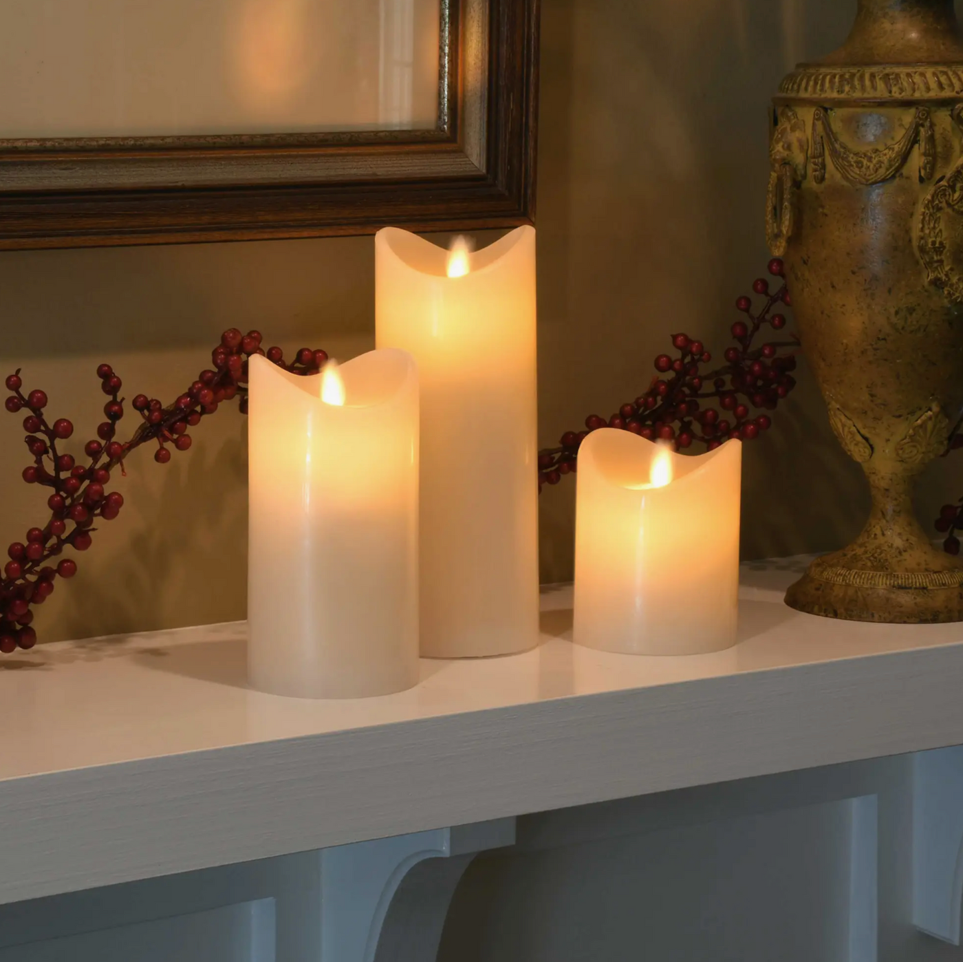 Battery Operated Led Wax Candles - Set of 3